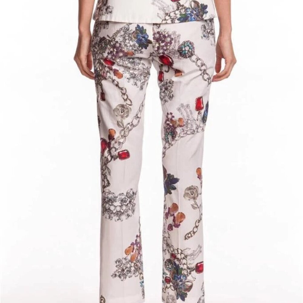 Camilla and Marc Marie Trouser White Jewel Print Pants Straight leg Cropped 6 - Picture 3 of 16